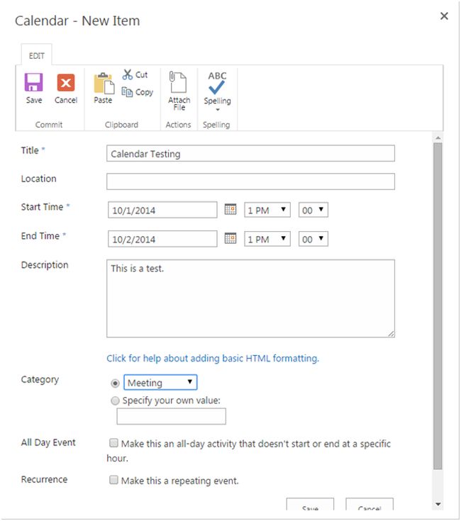 colendar setup in sharepoint